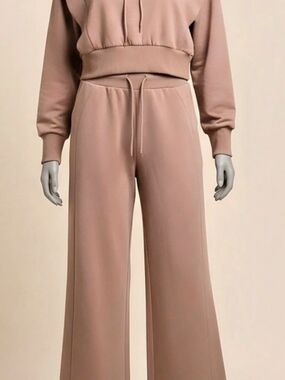 CHICME Wide Leg Hooded Jumpsuit in Pink Size Large NWOT
